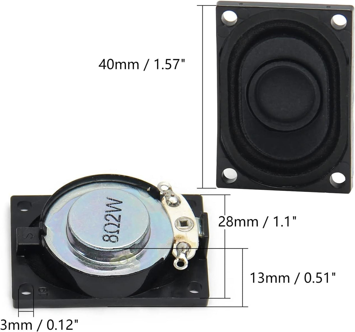 Fielect 3Pcs DIY Magnetic Speaker 2W 8 Ohm Replacement Loudspeaker, Rectangle Shape 40 x 28mm (L x W)