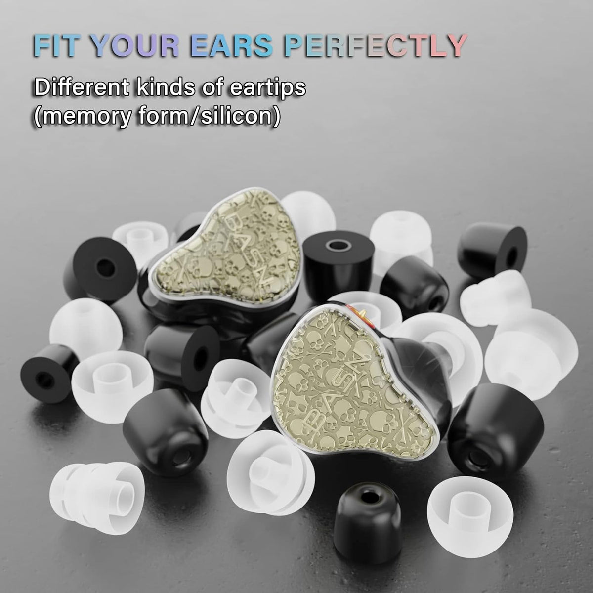 BASN Bmaster5 in Ear Monitors, 1DLC Diaphragm+4BA 5 Drivers IEM Earphones with Silver-Plated OFC Cable, Noise Isolation Wired Earbuds for Musicians (Starlight Gold)