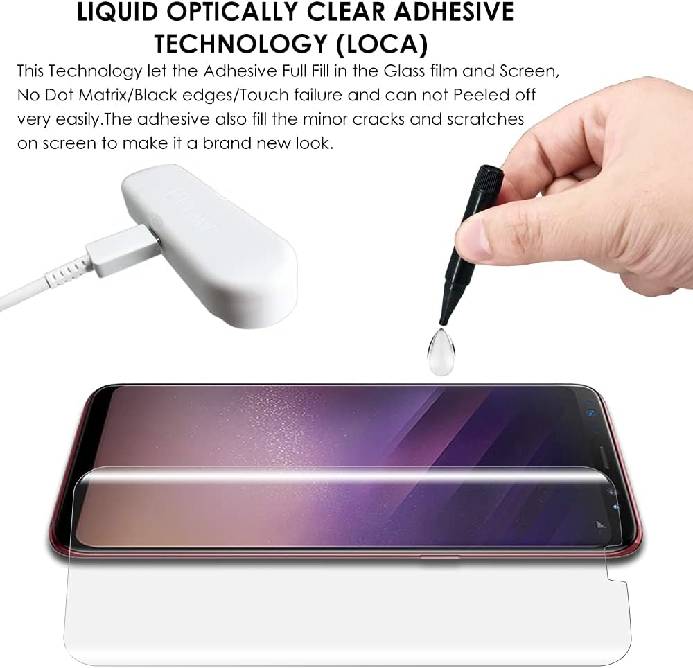 Galaxy S8 Plus Screen Protector [3 Pack], UV Tempered Glass, Edge to Edge Coverage, Full Screen Adhesive
