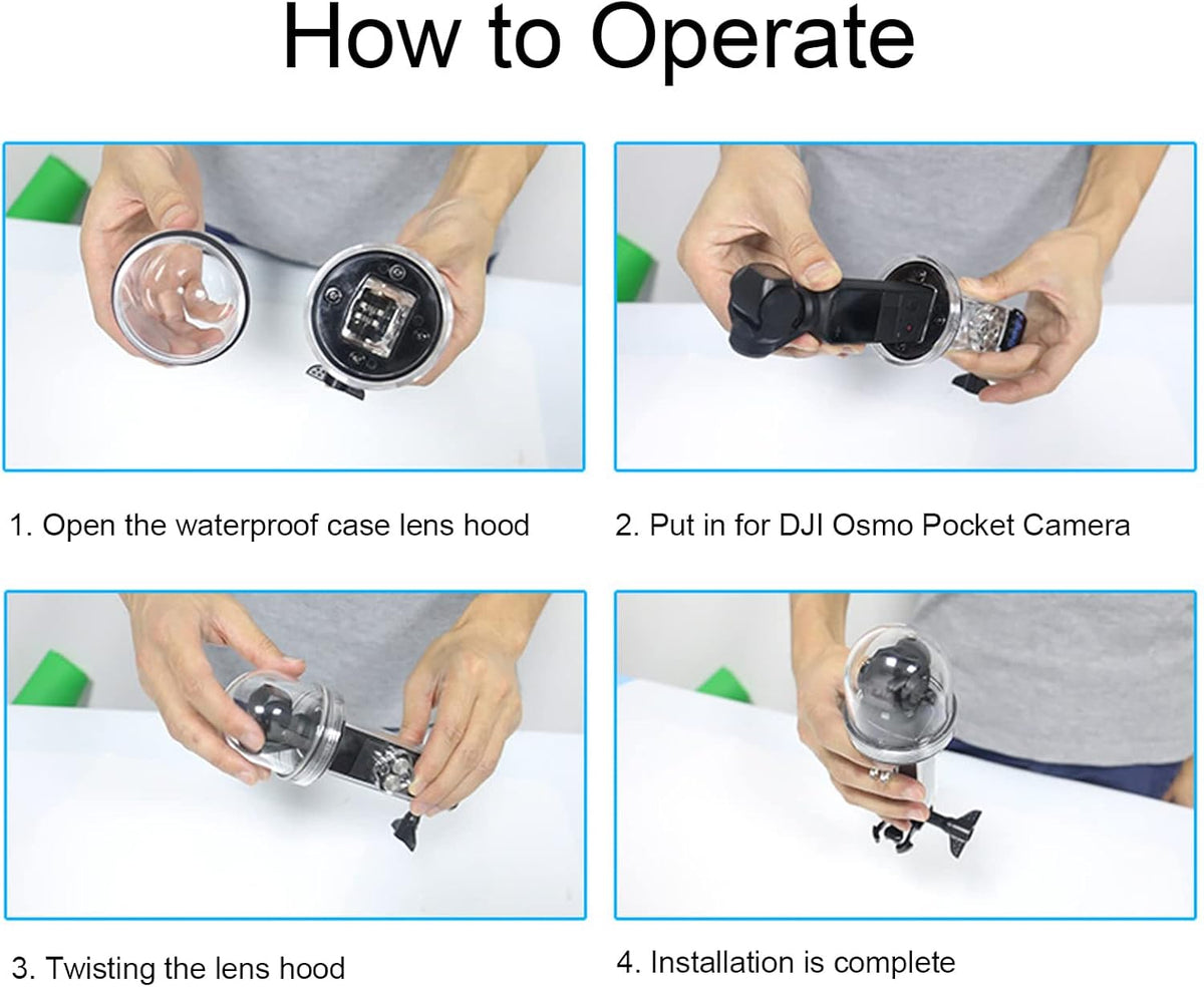 for DJI Osmo Pocket Waterproof Housing, High Translucent Acrylic Protective Case for Surfing Diving Swimming,