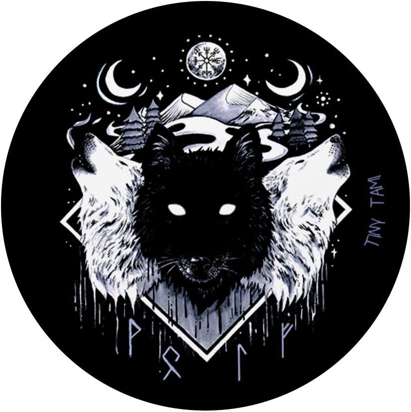 PopSockets Swappable PopGrip, Wolves pack Fenris, Skoll and Hati Viking runes Valhalla