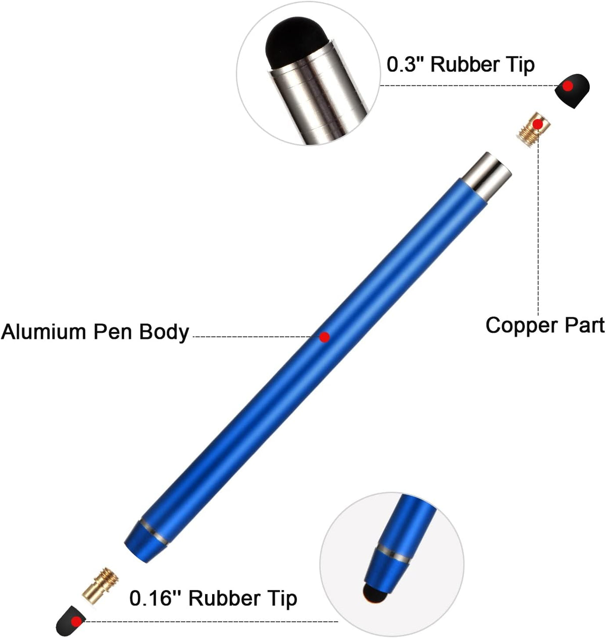 Stylus Pens for Touch Screens - Waycco High Sensitivity Capacitive Stylus 2 in 1 Touch Screen Pen with 8 Replaceable Tips for iPad iPhone Tablets Samsung Galaxy All Universal Touch Devices - 4 Pack
