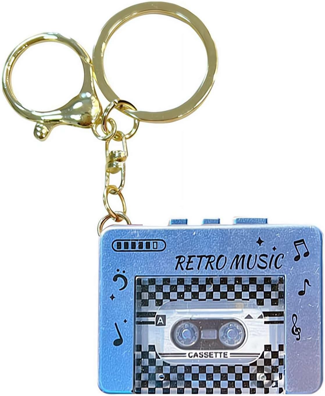 Generic Keychain,3-in-1 Microcassette Backpack Retro Mini Tape Recorder Player | Tape Recorder | CD Keychain