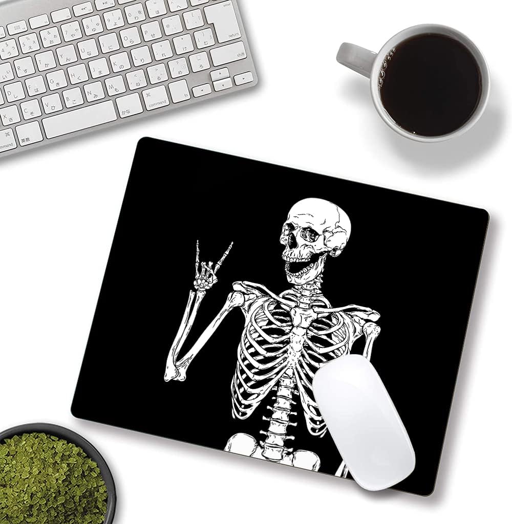 Mouse Pad, Black Human Skeleton Mouse Pad, Personalized Waterproof Mousepad Rectangle Customized Mouse Pads with Designs Non-Slip Rubber Smooth MousePads for Computer Laptop