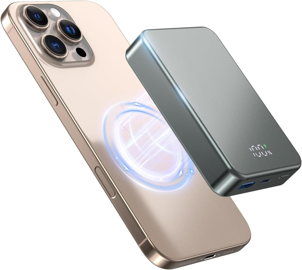 Magnetic Power Bank 26800mAh for Magsafe Portable Charger, Aluminum Alloy Large Capacity 20W USB-C in&Out Wireless Fast Charging Battery Pack for iPhone16 Plus Pro Max/15/14/13/12 Series, Silvery Gray
