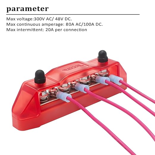 Recoil BBS43-P Bus Bar 4 M5 Studs 3 Screw Terminal Power Distribution Block