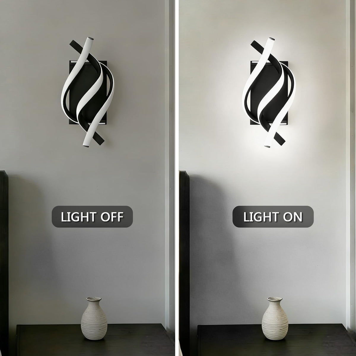 GLWET Wall Sconce of 2, Modern Wall Light Fixture Black Wall Mount Light for Mirror,Bedside, Bathroom, Bedroom, Hallway