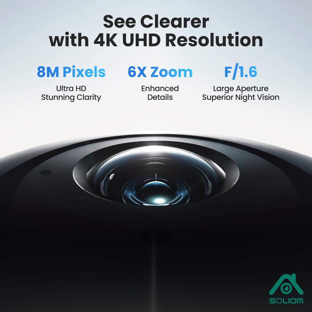 SOLIOM Security Cameras Wireless Outdoor,4K Ultra HD for Day and Night, No Subscription,Built in Radar,Solar Powered Cameras for Home Security, 360°