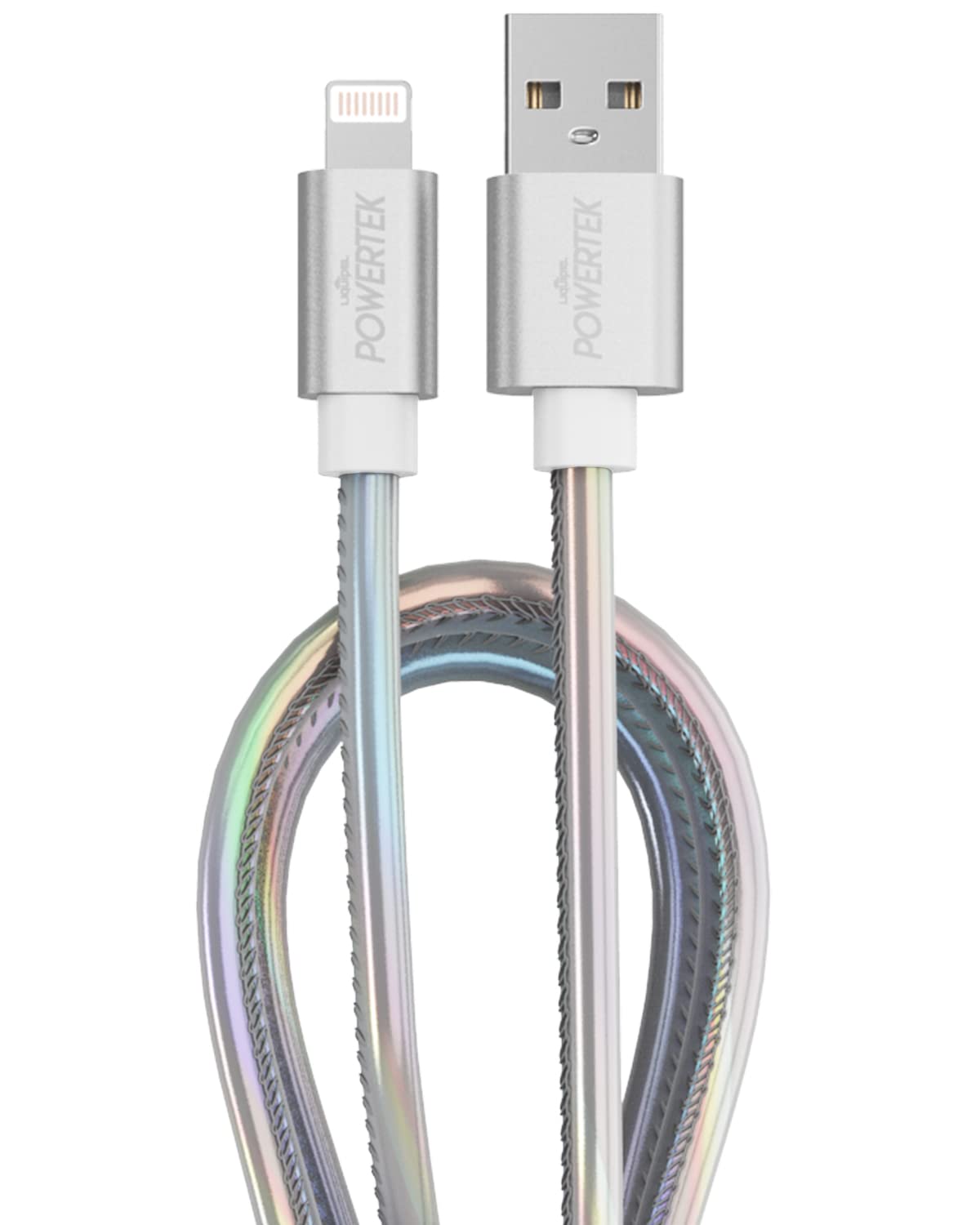 LIQUIPEL Powertek iPhone Charger Cable [MFI Certified], Fast Charging 6ft Lightning to USB Cord Adapter (Silver)