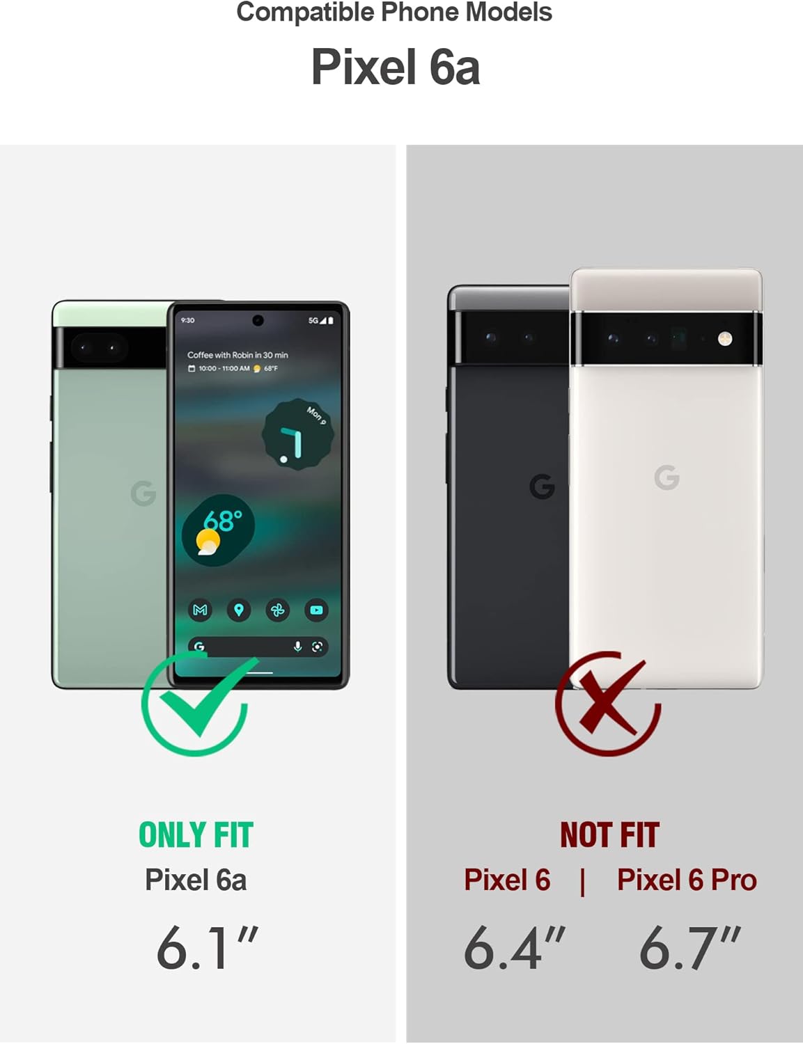 Poetic Guardian Case for Pixel 6A 5G, 6FT Drop Tested, Built-in Screen Protector, Full Body Hybrid Shockproof