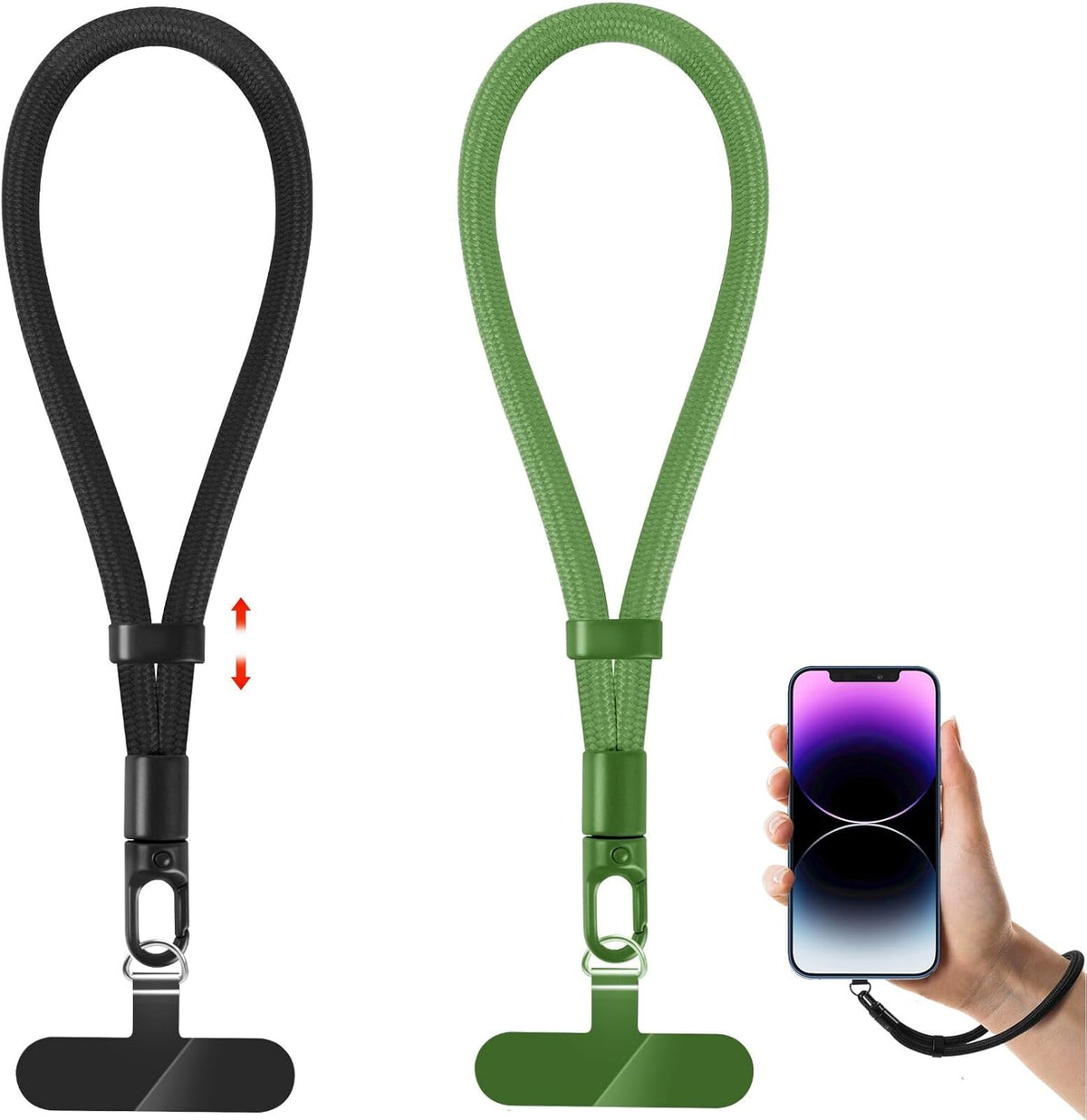 Phone Lanyard, 2 Pack Adjustable Cell Phone Lanyard Strap, Hand Wrist Strap Lanyard with Tether Tabs for Smartphones