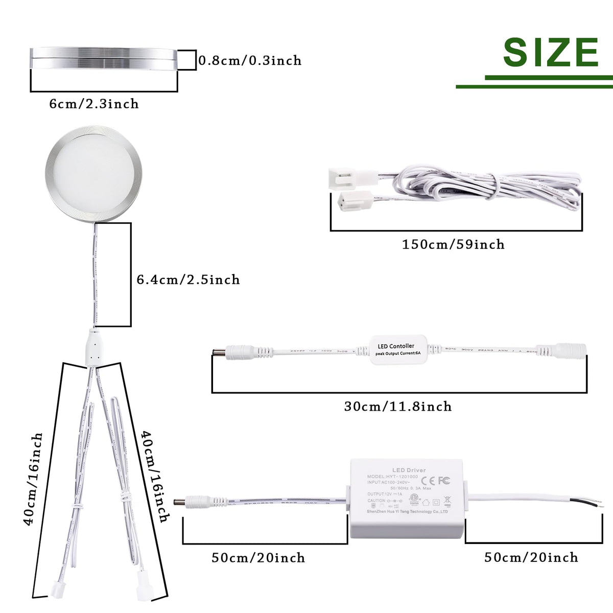 AIBOO Linkable Under Cabinet LED Lighting Hard Wire 12V Slim Aluminum Dimmable Puck Lights with Wireless Controller for Ambiance Lighting(6 Lights