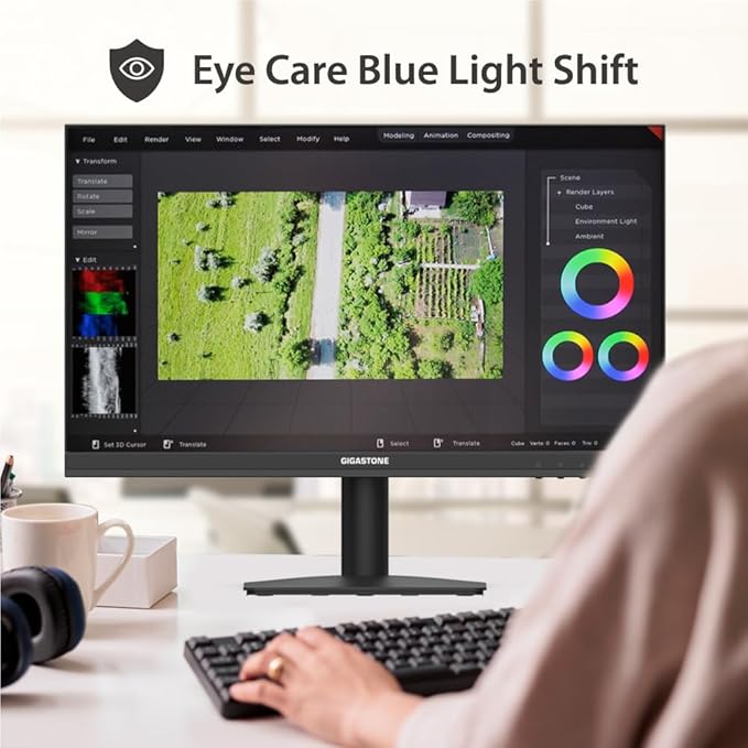 Gigastone 22 inch VA LED Back Light Monitor 75Hz FHD 1920 x 1080 1080P 178° Wide View Frameless Computer Monitor 4ms Eye Care Technology Ergonomic Tilt VESA Mount HDMI VGA
