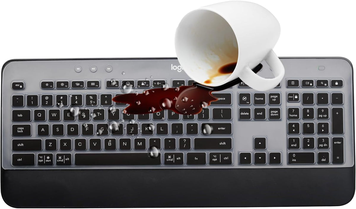 Keyboard Cover Skin for Logitech MK545 MK540 Wireless Keyboard, Logitech MK545 Keyboard Protector, Logitech MK540 Ultra Thin Desktop PC Silicone Clear Keyboard Skin Protector-Black