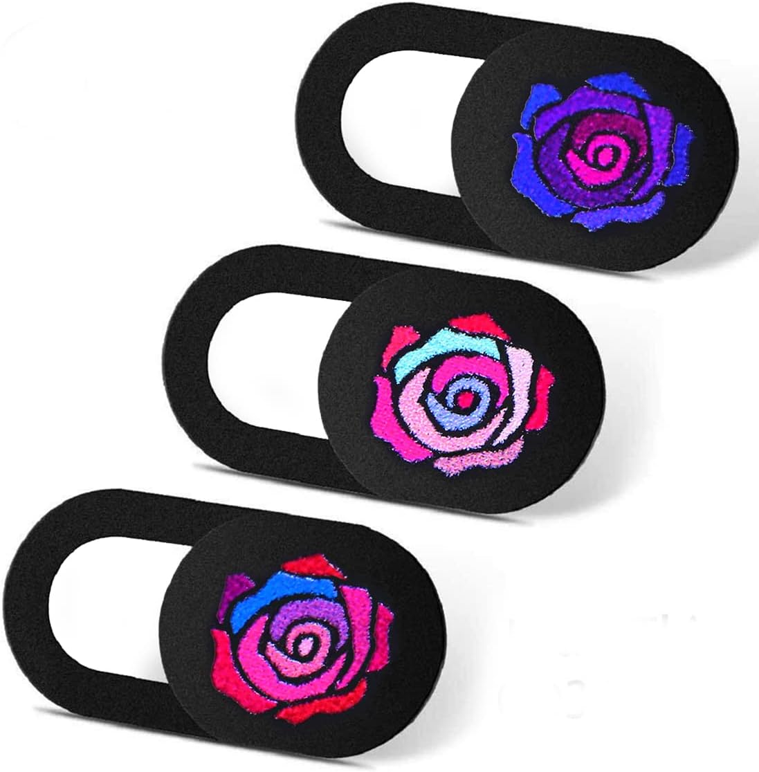 Webcam Cover Slide 3 Packs Ultra-Thin Camera Covers for Computer Laptop Desktop Smartphone to Protect Your Privacy and Security, Rose Black