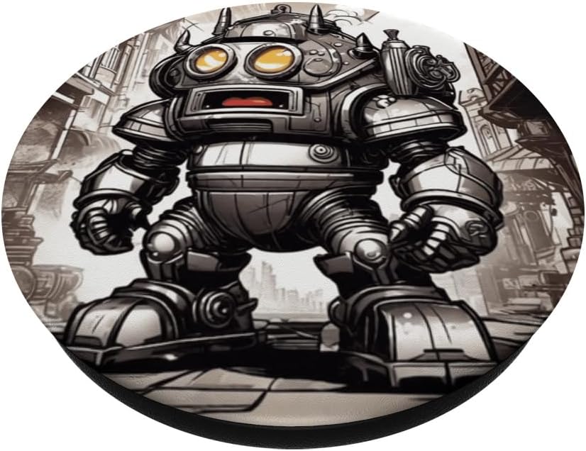 Silly Robot Invasion Anime Vintage Comic Book Style Graphic PopGrip Standard by PopSockets