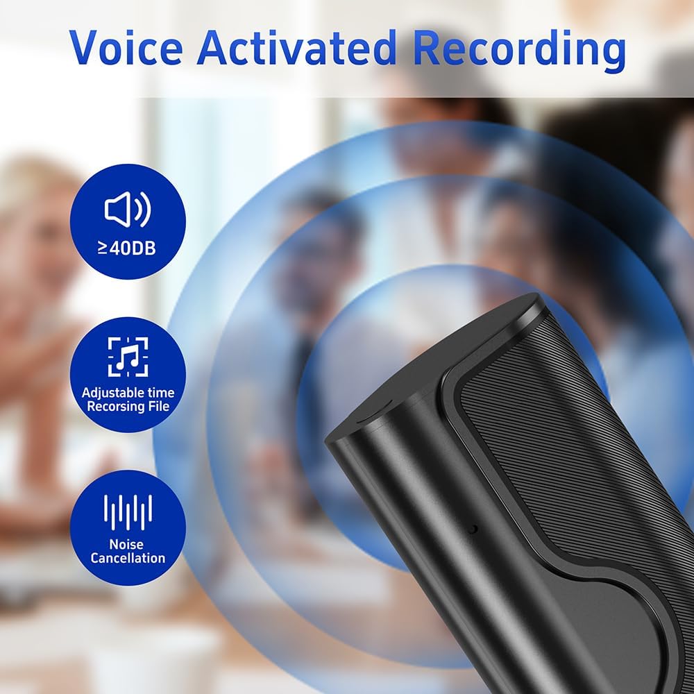 128G Magnetic Voice Recorder with Really AI-Intelligent Triple Noise Reduction,35 Days Continuous Recording Device,Voice Activated Audio Recorder,Digital Voice Recorder Meetings/Interviews/Classroom