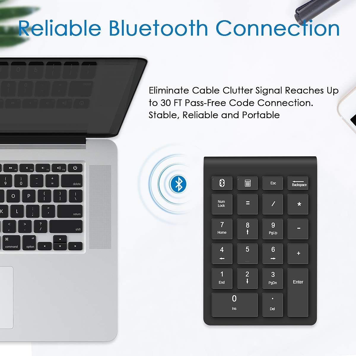 Foloda Bluetooth Wireless Number Pads, Portable 22 Keys Numeric Keypad for Laptop, PC