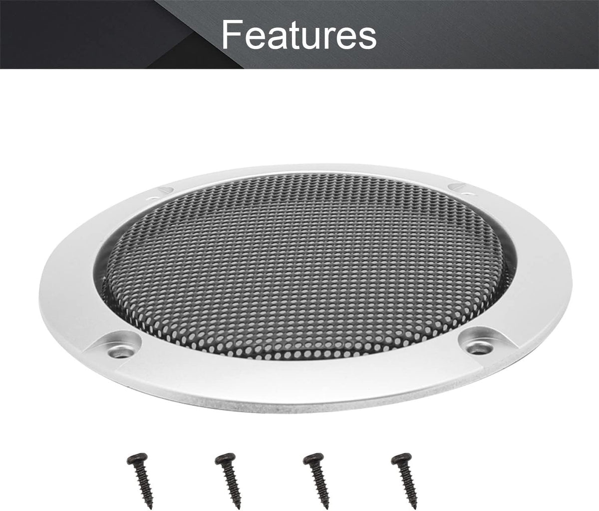 Fielect 2 Pcs 4" Speaker Grill Mesh - Decorative Circle Woofer Guard Protector Cover with 8 Screws (Silver)
