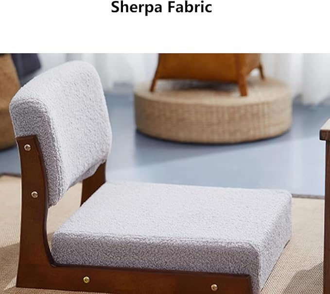 BTZHY Floor Chair Solid Wood Tatami Chair Back Stool Dormitory Bed Chair Window Seat Floor Room Chair Legless Chair(H)