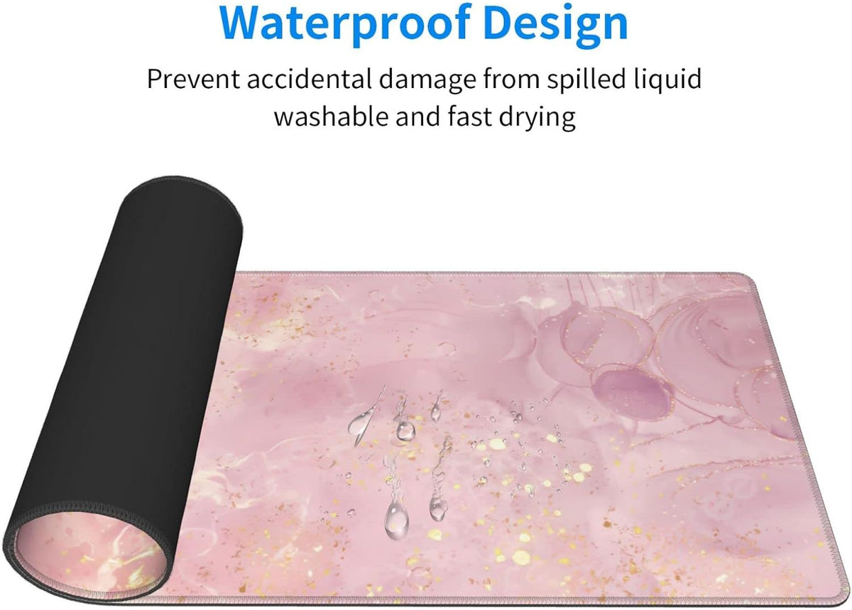 Rose Gold Marble Large Mouse Pad Extended Gaming Mousepad 31.5 x 11.8 Inch with Anti-Slip Rubber Base Cute Office Decor Women Girls Computer Accessories Home Office Supplies