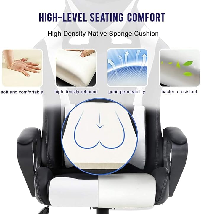 Gaming Chair Ergonomic Office Chair Desk Chair with Lumbar Support 360 Swivel &amp Rolling Computer Chair for Adults PU Leather Racing Style Supports 250lbs(Red)