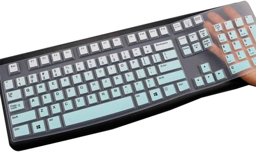 MUBUY Keyboard Cover Skin Protector for Logitech MK120 K120 Wired Keyboard, Keyboard Protective Skin US Layout (NOT Fit Other Model Keyboards)-MIntGreen