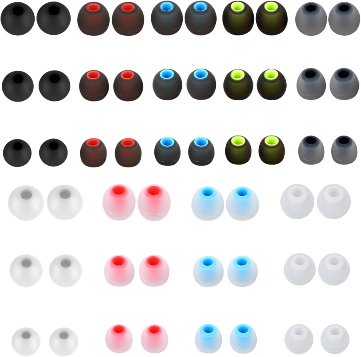 HUGJEPTTY 54Pcs 3.8mm -5.1mm) Earbud Replacement Tips S+M+LEar Bud Rubber Tips Silicone Earbud Tips Earbud Covers