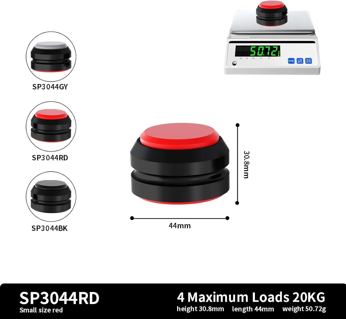 Preffair Audio Speaker Aluminum/Silicone Isolation Feet Turntable Damper Vibration Stopper Stand Absorption Shock Pad for Amplifier Preamp DAC Devices 4Pcs (Black, 1.73"x1.18")