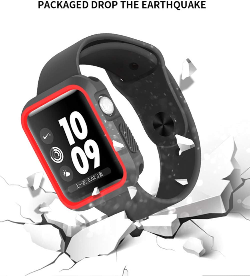 Silicone Bumper Case for Apple Watch SE Series 6 5 4, Waterproof Impact Resistant Protective Case, Green+Silver
