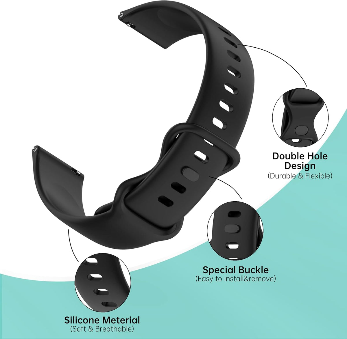 Chofit Soft Silicone Watch Band for Amzhero IDW13/IDW16/IDW19/Runfit-2, Adjustable Replacement Strap