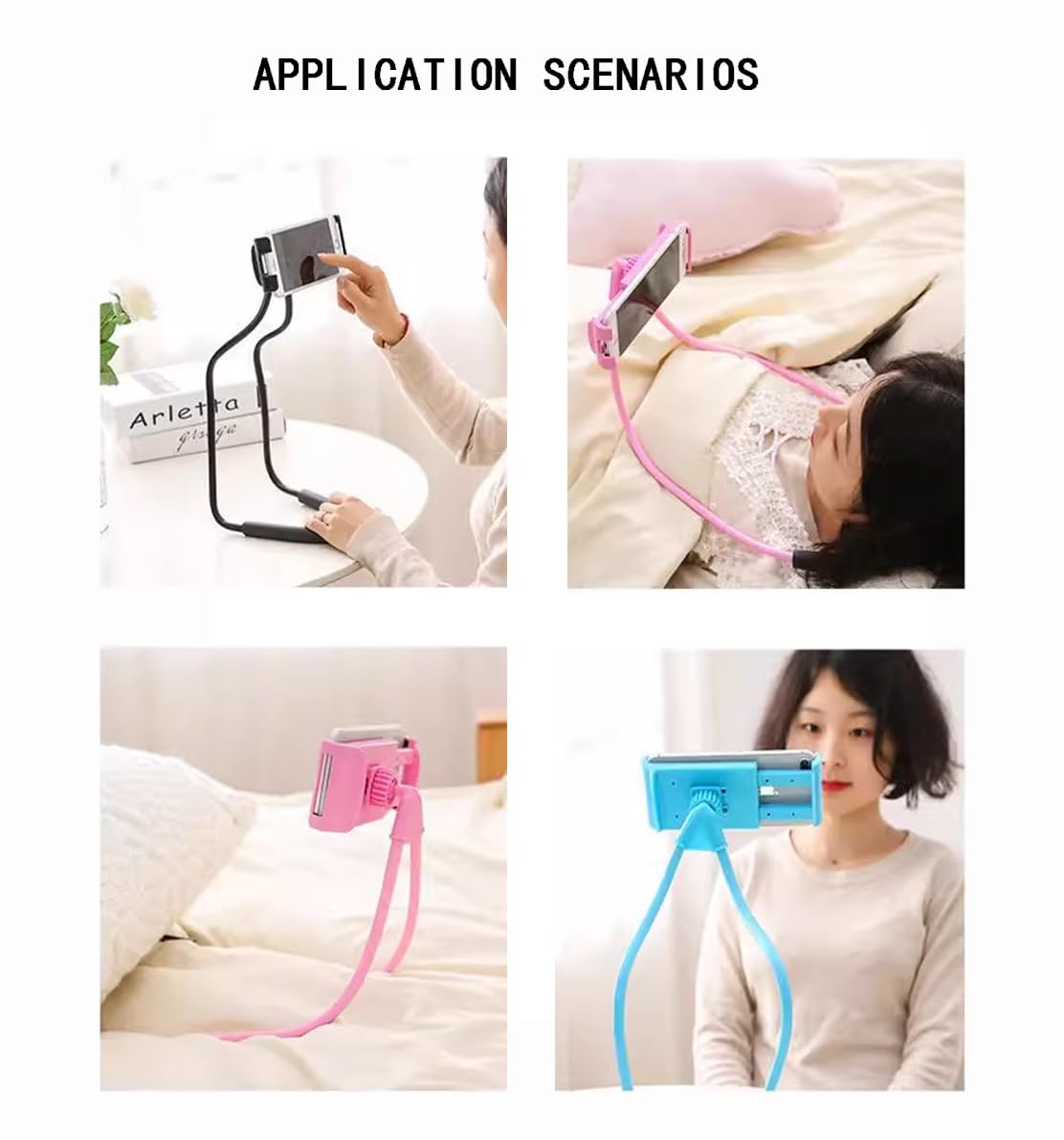 Universal Smart Mobile Phone Stand,Hanging on Neck Cell Phone Mount Holder, Lazy Cell Phone Holder (Black)