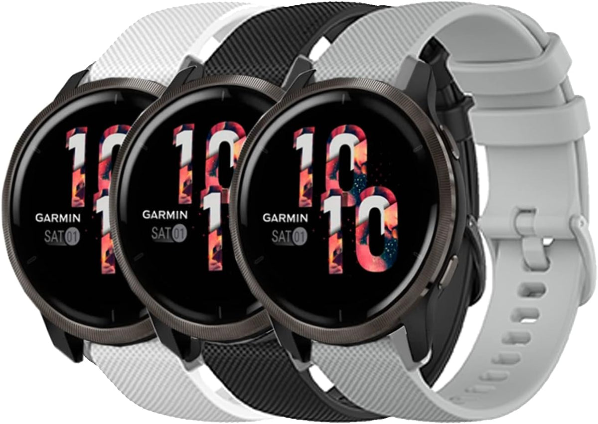 FitTurn Bands Compatible with Garmin forerunner 225S/Venu 2s, 3 Pack Soft Silicone Sport Replacement Wristband