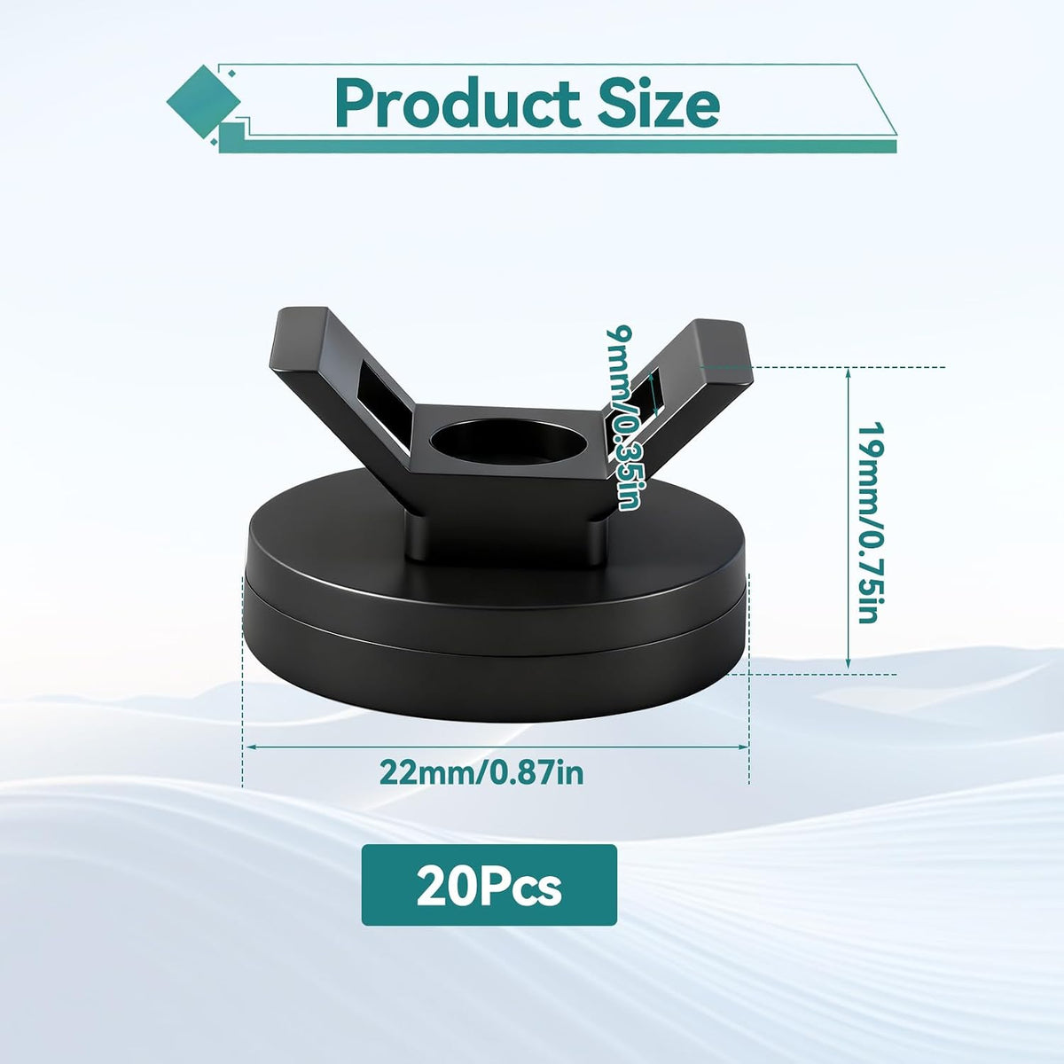 HSOKEW 2026 20PCS 22mm 7.7lb Upgraded Magnetic Zip Tie Mount Base with Zip Ties, Rubber Coated Cable Clips, Strong