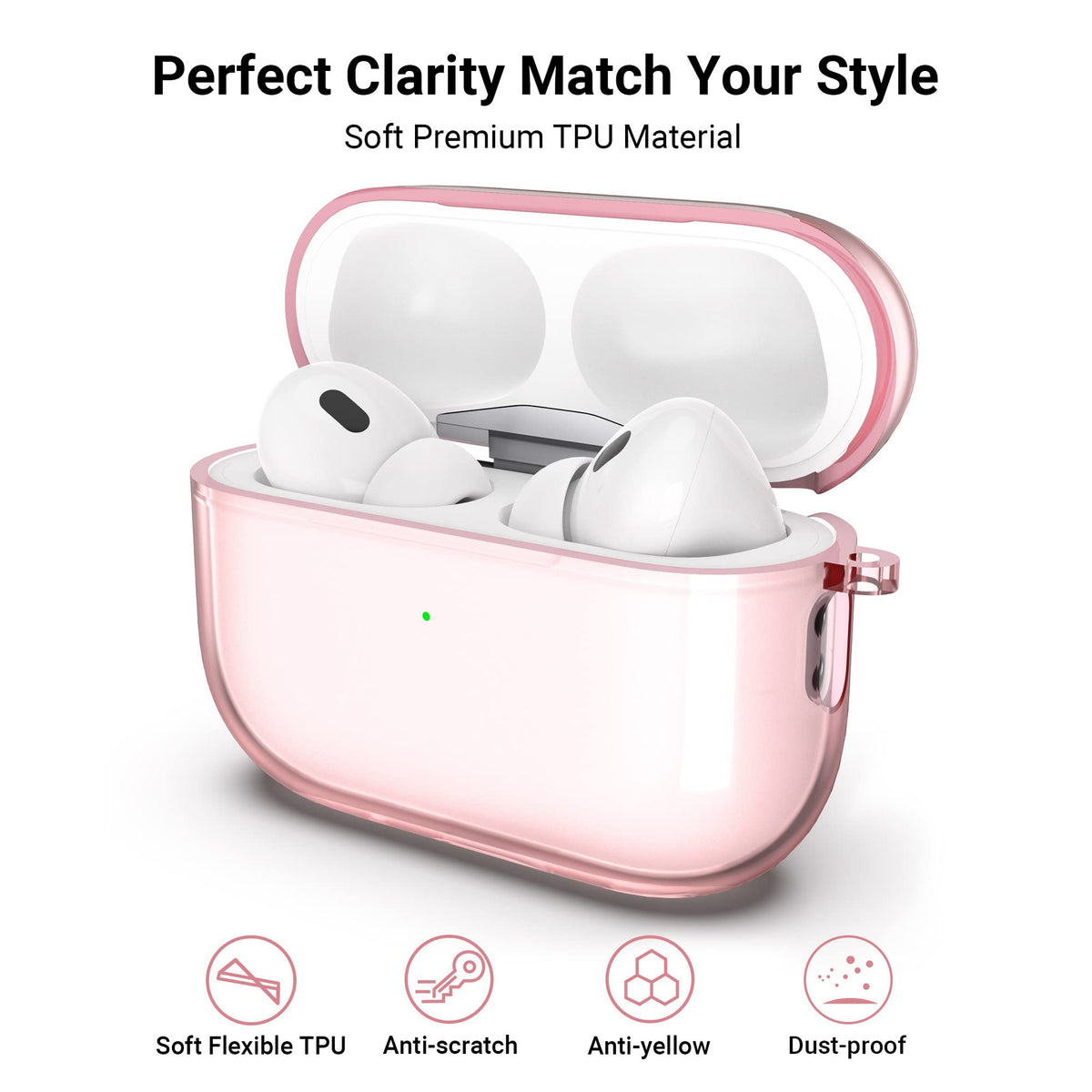 ULAK Compatible with Airpods Pro & AirPods Pro 2 Case, Design Soft TPU Airpod Pro 1st/2nd Generation Case 2022/2019 with Ring Keychain Shockproof