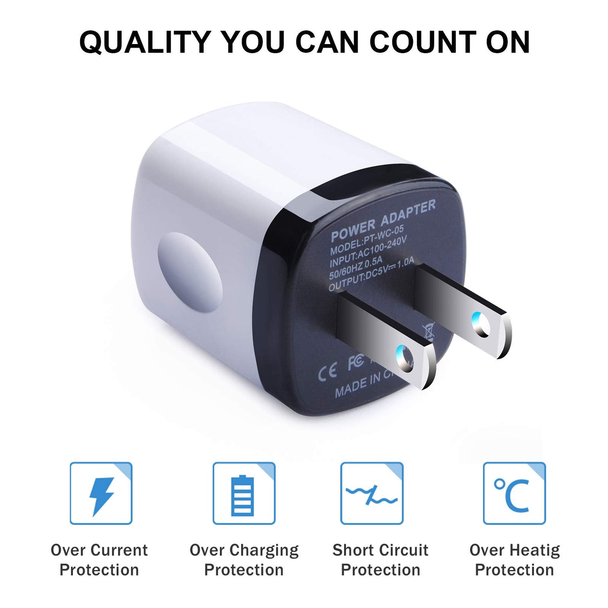 USB Charger Plug,Fast Charging Block,1A USB Cube 10Pack Wall Outlet Adapter Compatible iPhone 17 Pro Max/16 Plus/15/14/13/12/11/X/SE/8, Samsung Galaxy