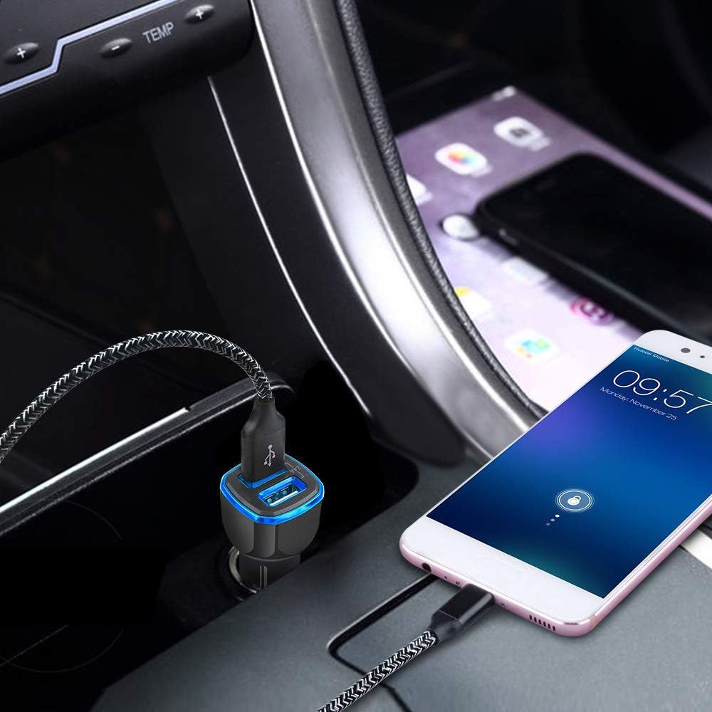Fast Charger USB Wall Plug & Car Adapter for Samsung Galaxy S24 S23 S22+ S22 Ultra, with 3FT & 6FT Type C Cable.