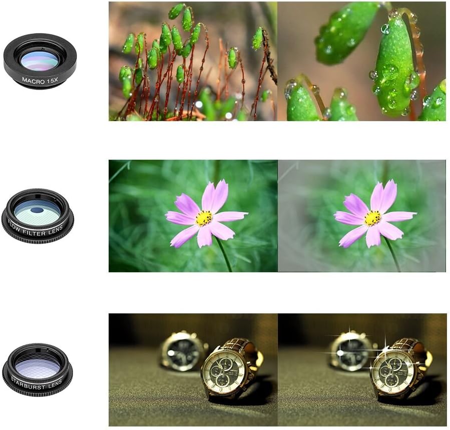Cell Phone Camera Lens Kit - 11 in 1 Super Wide Angle, Macro, Fisheye, Telephoto, CPL & More for iPhone/Samsung