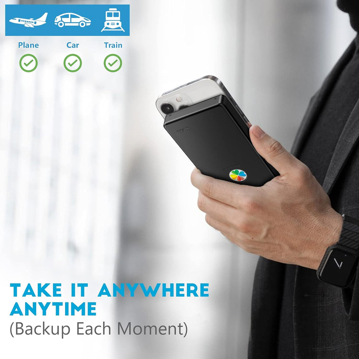 iDiskk App-le Certified, 2TB External Hard Drive,for iPhone iPad Android Phones,MacBook,Computer to Backup Docs| Photos | Videos,iPhone 15 & 16 Photo Stick Photo Storage Phone Drive