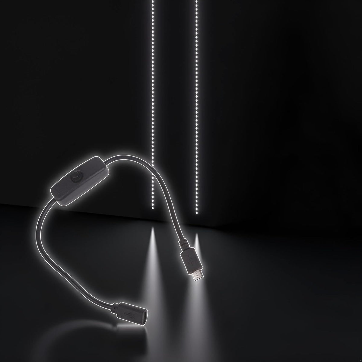 GANPUB Black Micro USB Extension Cord with On Female to Male Extension Cable Switch for and Other Micro USB Powered