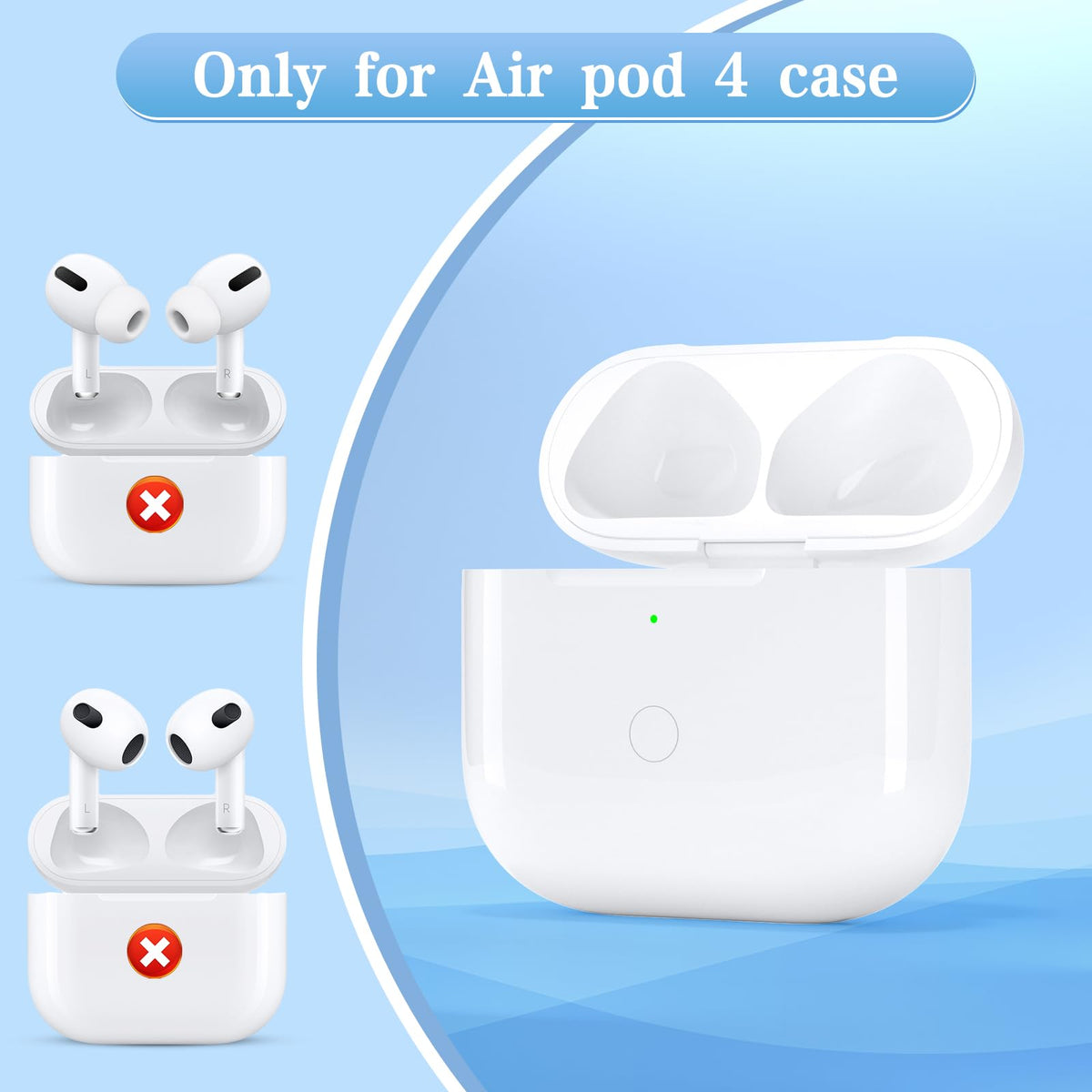 Replacement Wireless Charge Case for AirPods 4rd Gen Charging Case, Wireless AirPod 4th Charging Cases with AirPod 4rd Generation Charger Cases