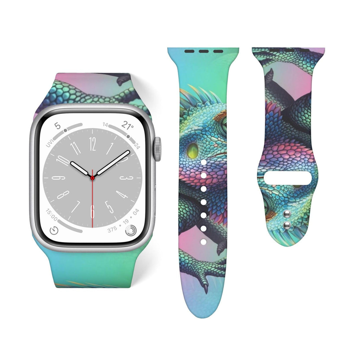 Replacement Band Compatible With Apple Watch, Silicone Wristband For Series 10 9 8 7 6 5 4 3 2 1 Bearded Dragon