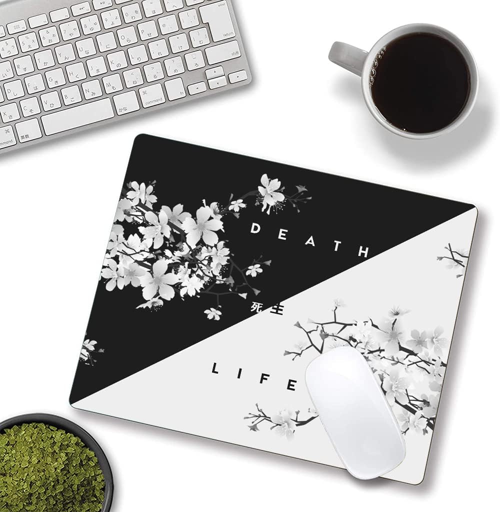 Inspirational Quote Mouse Pad - Square Waterproof Non-Slip Rubber Base for Office Laptop, 9.5"x7.9"x0.12" Inch (Death and Life)