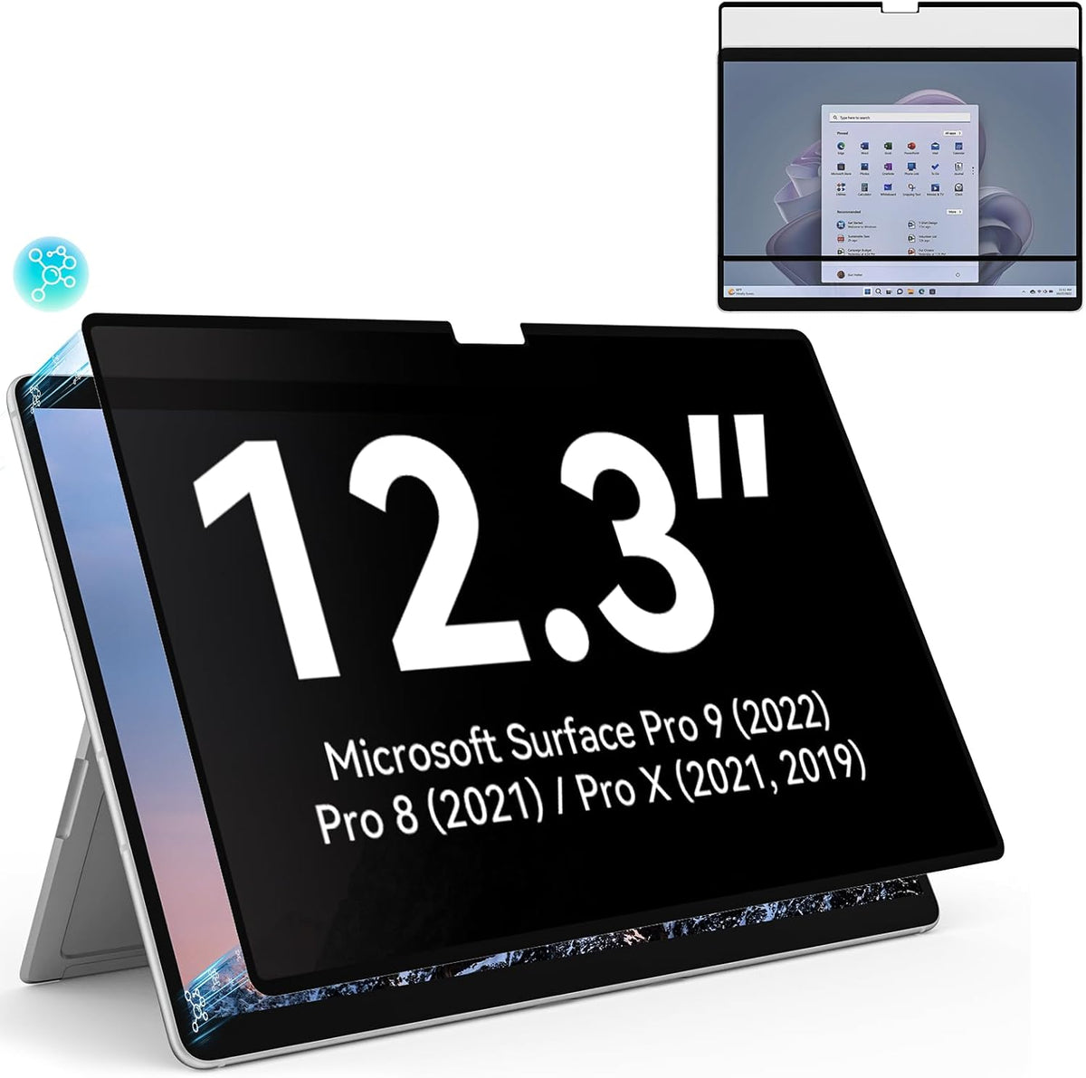 Privacy Filter Compatible with Microsoft Surface Pro 7 Plus/Pro 7/Pro 6/Pro 5/Pro 4/Pro 3, Easy On/Off 12.3 Inch Removable Anti Spy Glare Blue Light Privacy Screen