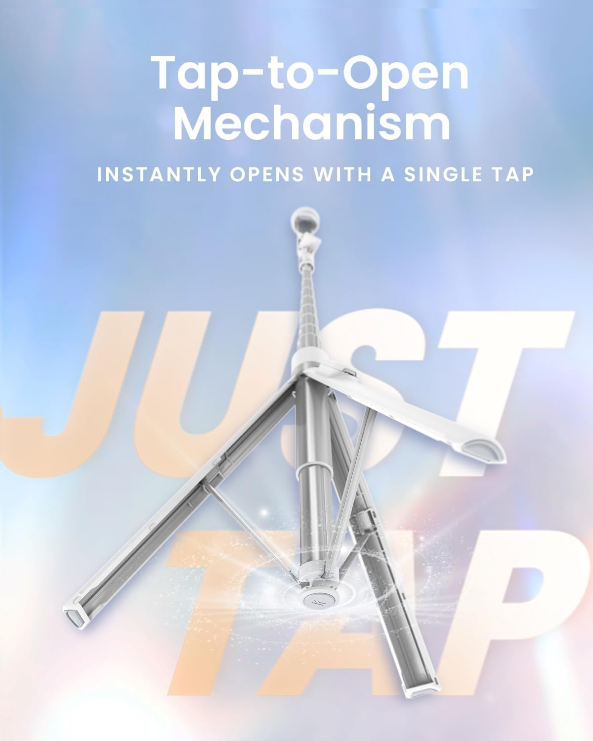 KraftGeek Tripod for iPhone, 66” JustTap Phone Tripod, Selfie Stick Cell Phone Stand for Recording Travel, Content Creator Essentials, White