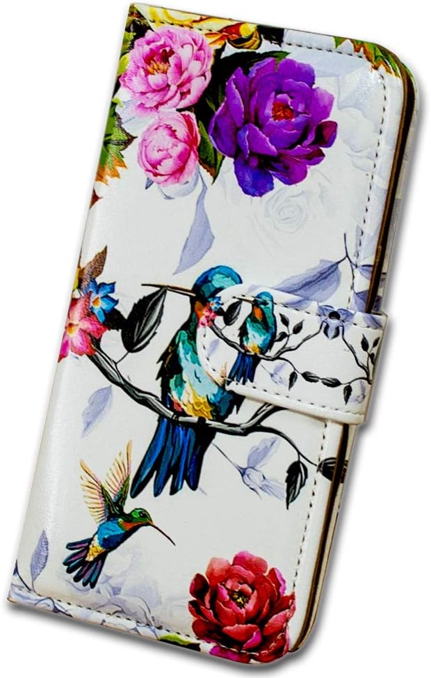 Case for Galaxy A71 5G, Hummingbird in Flowers Leather Flip Wallet Cover with Card Slot Holder Kickstand