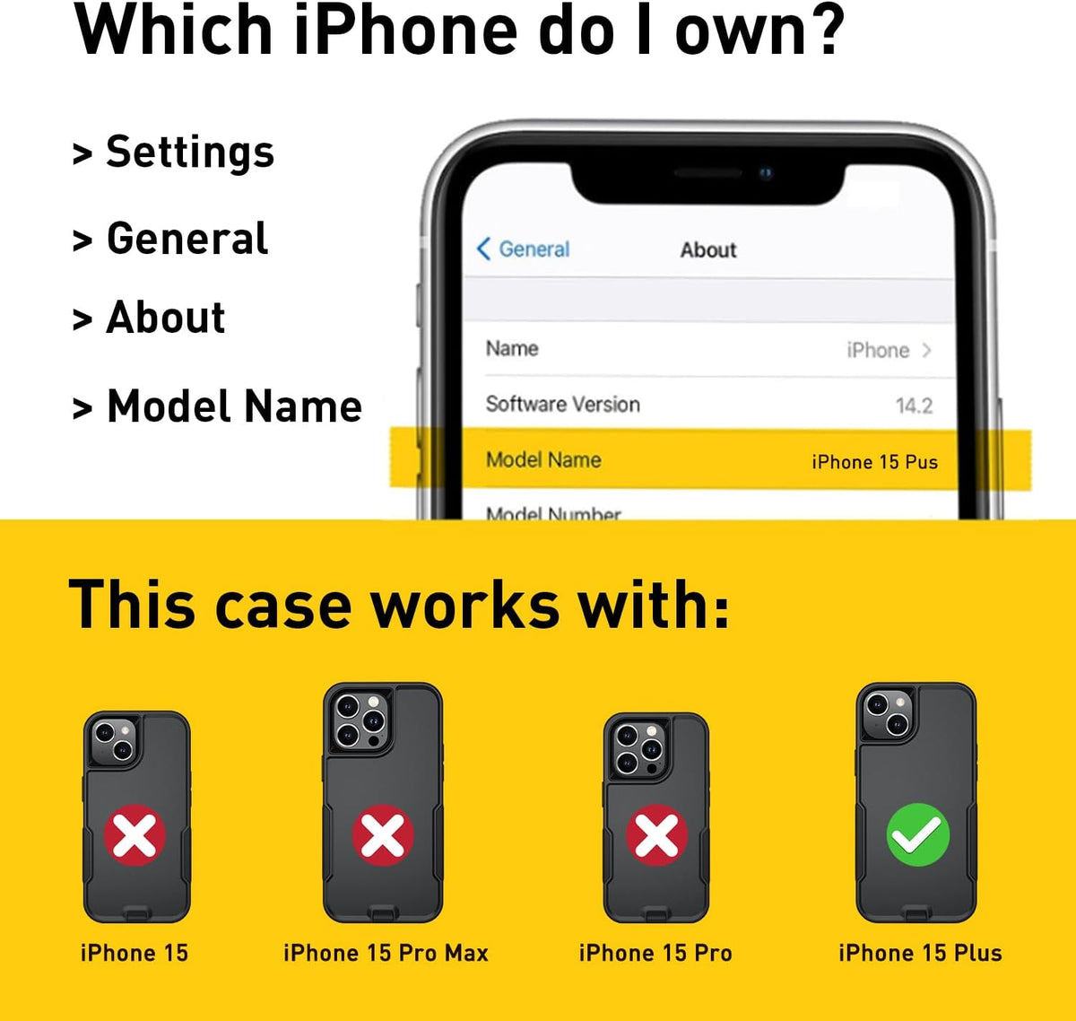 iPhone 15 Plus Magnetic Case - MIL-Grade Drop Tested, Tempered Glass Screen Protector, Yellow