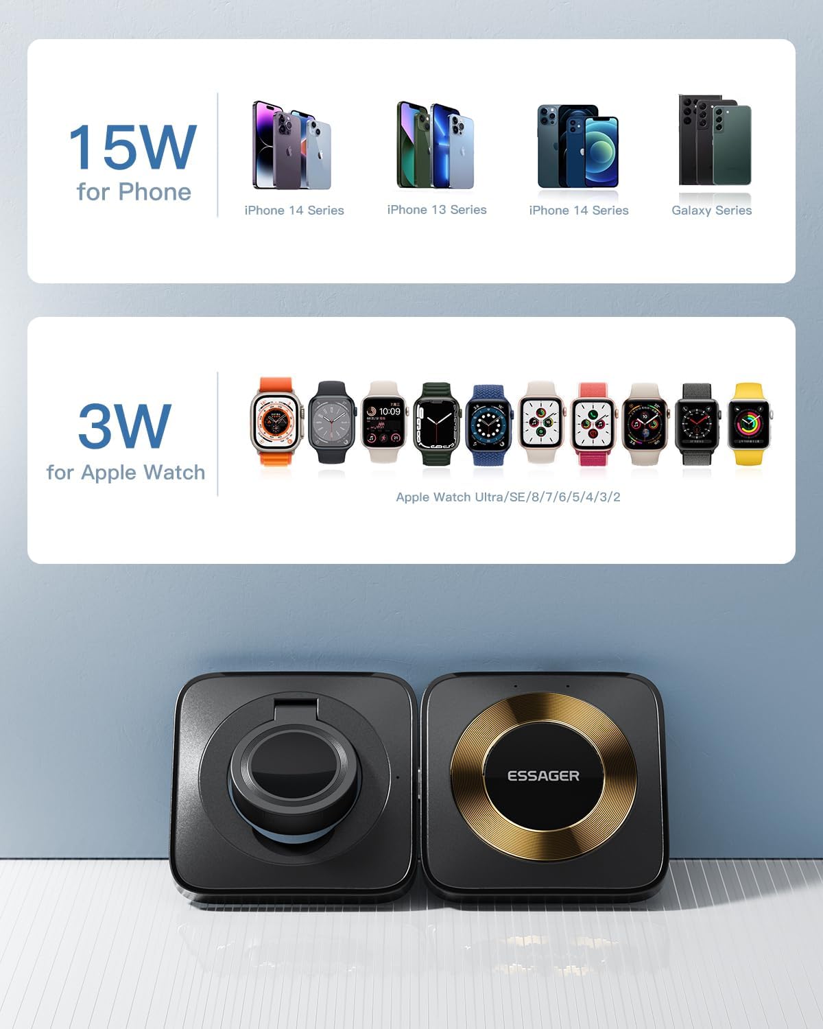 ?????????????? 2 in 1 Magnetic Detachable Wireless Charging Station for Apple, Compatible with iPhone 15/14/13/12