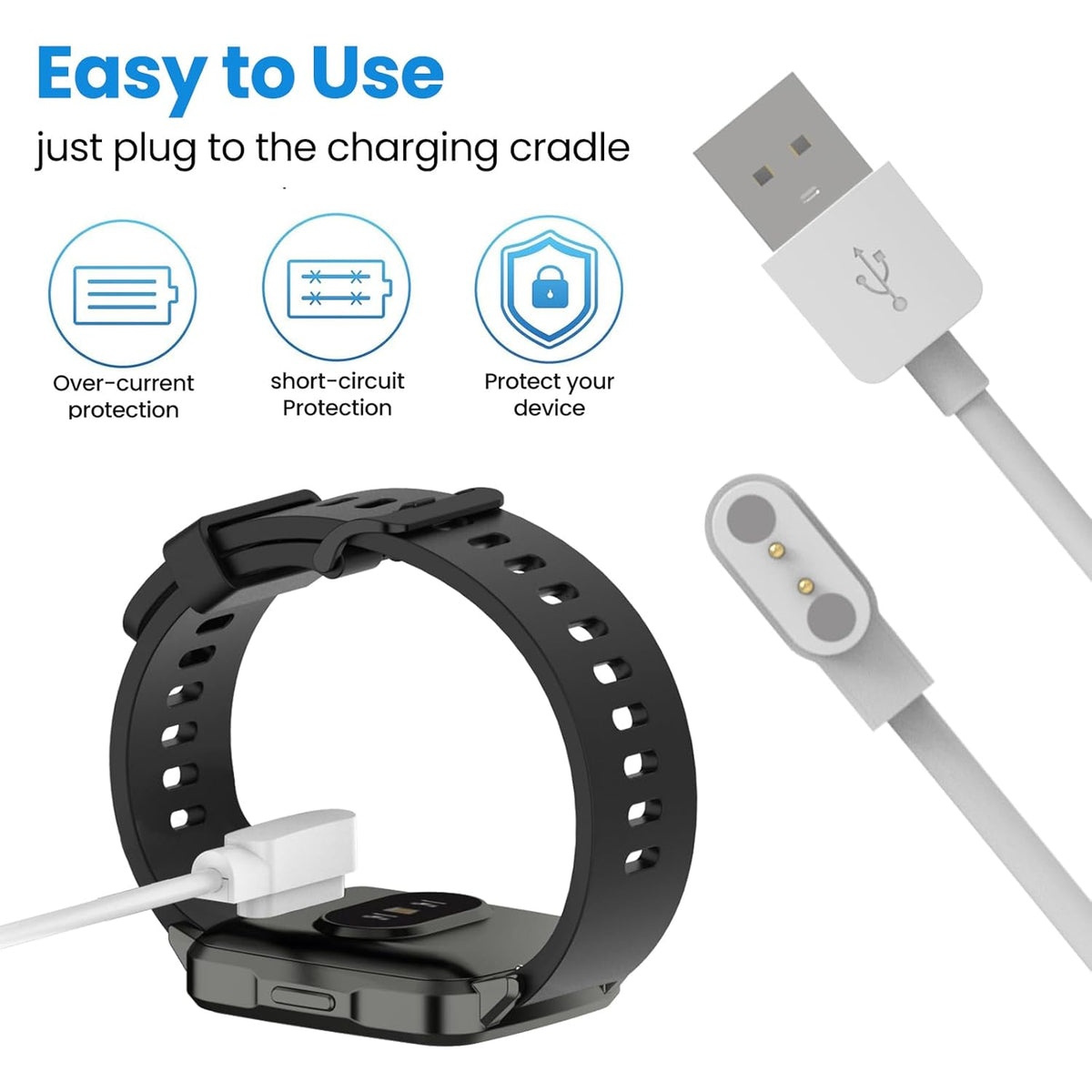 Replacement Charger Compatible with Amzhero IDW13/IDW16/IDW19 Smart Watch, Portable Magnetic 60cm USB Charging Cable