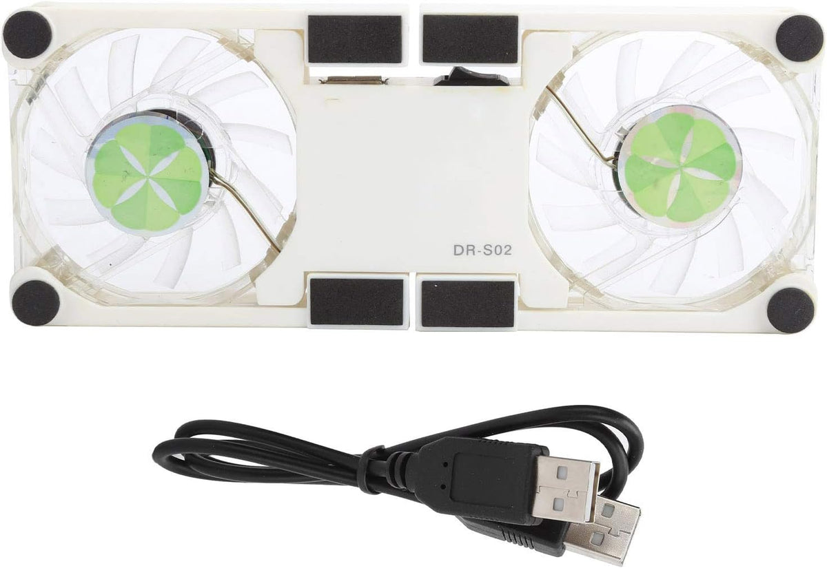 ASHATA Portable Laptop Cooling Pad, Foldable Cooler with 2 Light Emitting Fans for Notebook Computer
